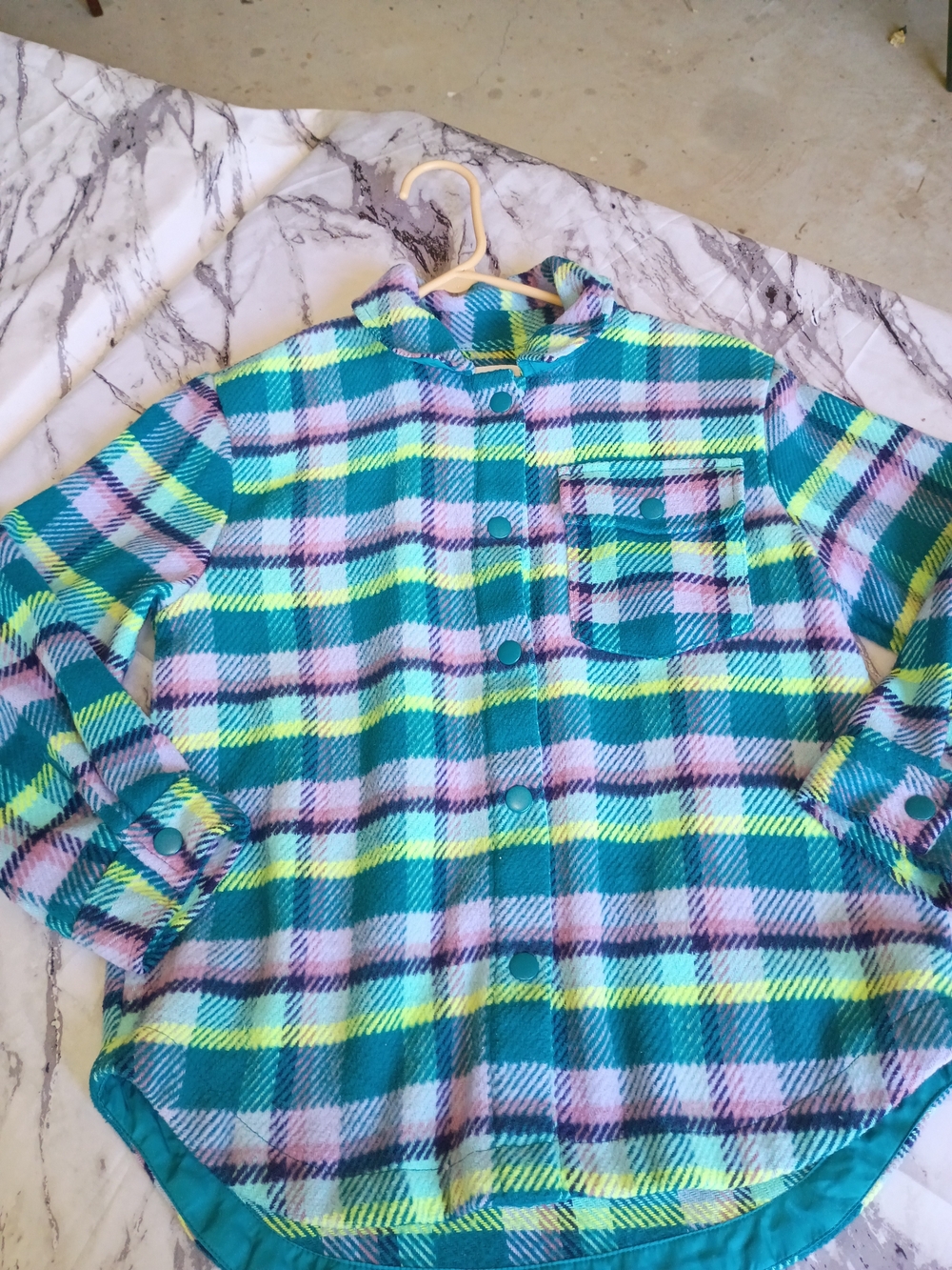 Cat & Jack Plaid Button-Up Jacket in Teal, Pink & Yellow (NEW)